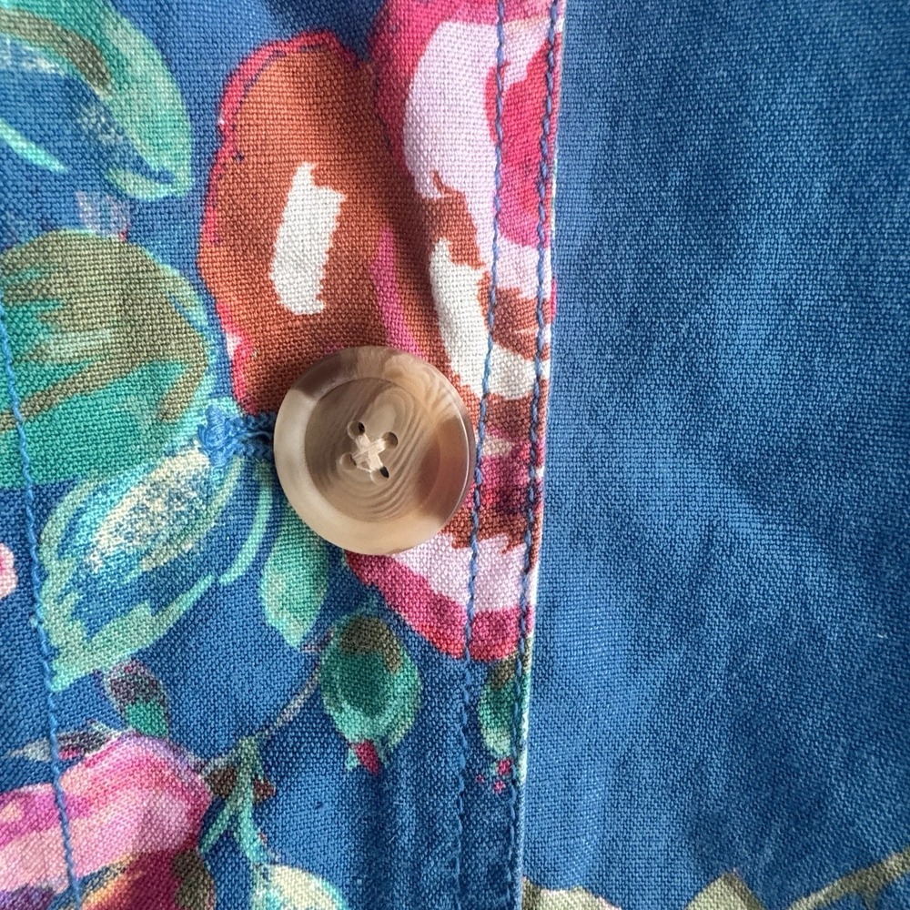 Sundance Blue Floral Duster Jacket with Red & Pink Roses - Picture 7 of 10